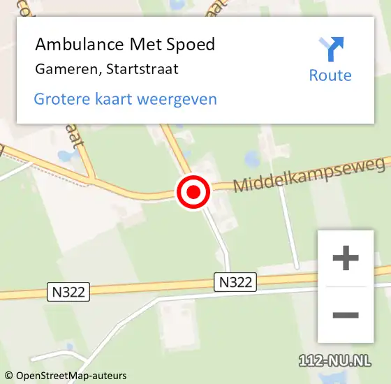 Locatie op kaart van de 112 melding: Ambulance Met Spoed Naar Gameren, Startstraat op 20 september 2019 22:27