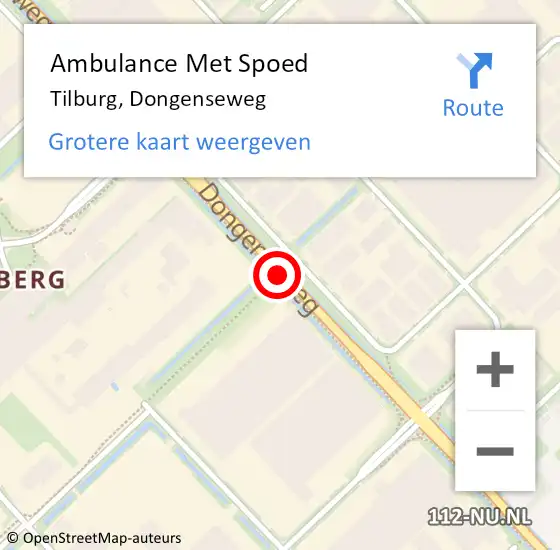 Locatie op kaart van de 112 melding: Ambulance Met Spoed Naar Tilburg, Dongenseweg op 20 september 2019 22:36