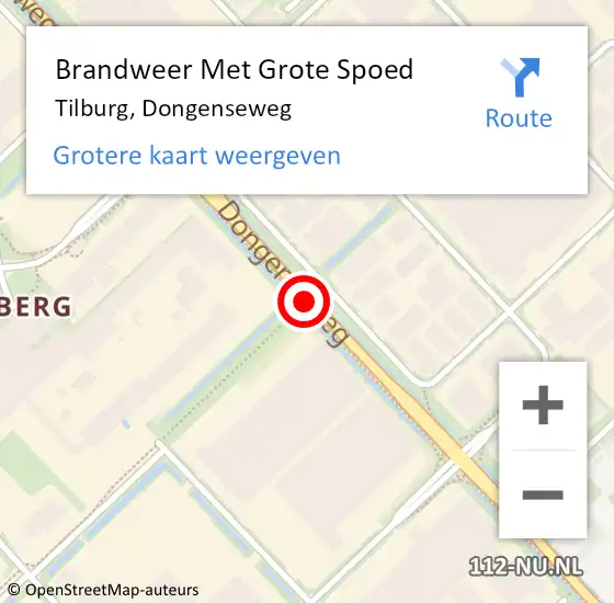 Locatie op kaart van de 112 melding: Brandweer Met Grote Spoed Naar Tilburg, Dongenseweg op 20 september 2019 22:36