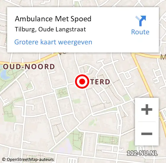 Locatie op kaart van de 112 melding: Ambulance Met Spoed Naar Tilburg, Oude Langstraat op 20 september 2019 23:05