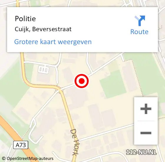 Locatie op kaart van de 112 melding: Politie Cuijk, Beversestraat op 20 september 2019 23:14