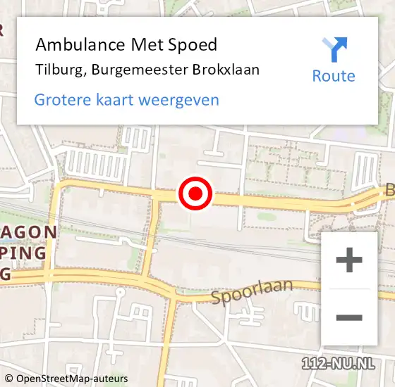 Locatie op kaart van de 112 melding: Ambulance Met Spoed Naar Tilburg, Burgemeester Brokxlaan op 21 september 2019 00:34