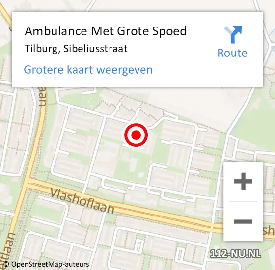 Locatie op kaart van de 112 melding: Ambulance Met Grote Spoed Naar Tilburg, Sibeliusstraat op 21 september 2019 01:26