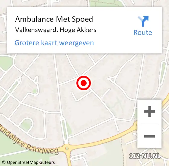 Locatie op kaart van de 112 melding: Ambulance Met Spoed Naar Valkenswaard, Hoge Akkers op 21 september 2019 02:10