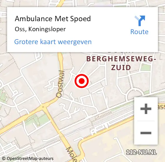 Locatie op kaart van de 112 melding: Ambulance Met Spoed Naar Oss, Koningsloper op 21 september 2019 06:07