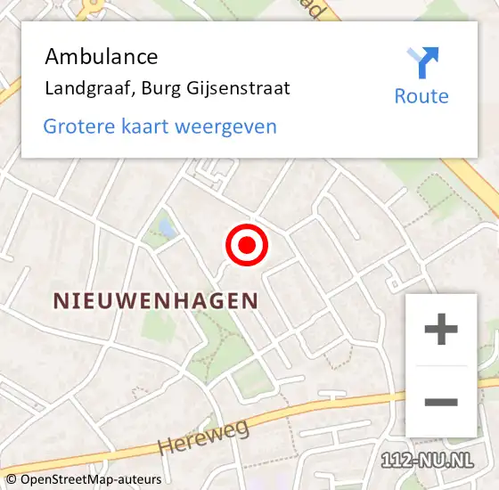 Locatie op kaart van de 112 melding: Ambulance Landgraaf, Burg Gijsenstraat op 14 april 2014 13:22