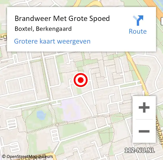 Locatie op kaart van de 112 melding: Brandweer Met Grote Spoed Naar Boxtel, Berkengaard op 21 september 2019 07:24