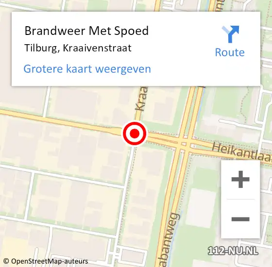 Locatie op kaart van de 112 melding: Brandweer Met Spoed Naar Tilburg, Kraaivenstraat op 21 september 2019 08:04