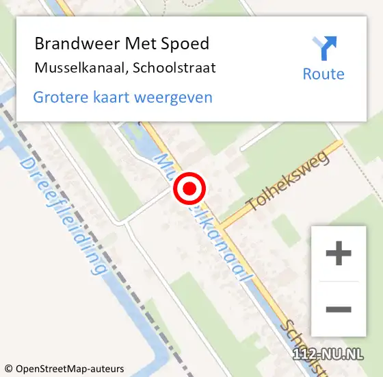 Locatie op kaart van de 112 melding: Brandweer Met Spoed Naar Musselkanaal, Schoolstraat op 21 september 2019 08:04