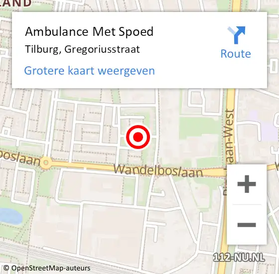 Locatie op kaart van de 112 melding: Ambulance Met Spoed Naar Tilburg, Gregoriusstraat op 21 september 2019 08:13