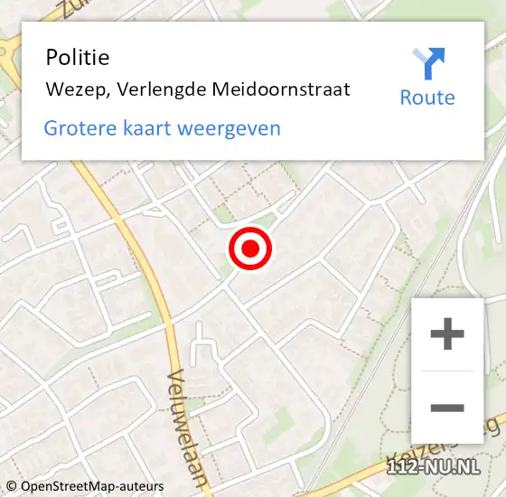 Locatie op kaart van de 112 melding: Politie Wezep, Verlengde Meidoornstraat op 21 september 2019 08:39