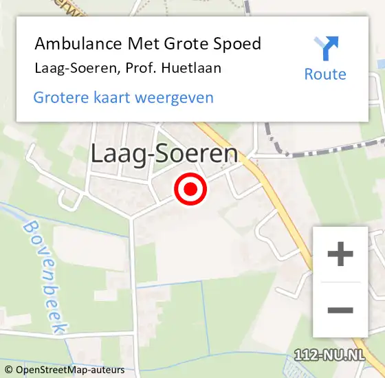 Locatie op kaart van de 112 melding: Ambulance Met Grote Spoed Naar Laag-Soeren, Prof. Huetlaan op 21 september 2019 09:47