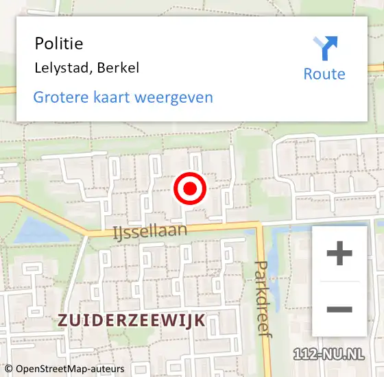 Locatie op kaart van de 112 melding: Politie Lelystad, Berkel op 21 september 2019 09:47