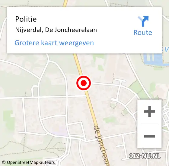 Locatie op kaart van de 112 melding: Politie Nijverdal, De Joncheerelaan op 21 september 2019 10:08