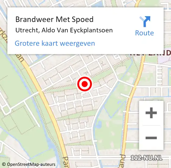 Locatie op kaart van de 112 melding: Brandweer Met Spoed Naar Utrecht, Aldo Van Eyckplantsoen op 21 september 2019 10:49