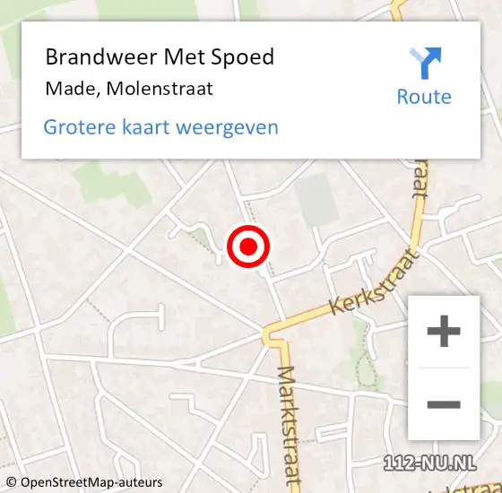 Locatie op kaart van de 112 melding: Brandweer Met Spoed Naar Made, Molenstraat op 21 september 2019 10:50