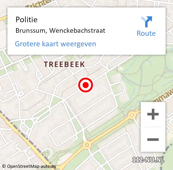 Locatie op kaart van de 112 melding: Politie Brunssum, Wenckebachstraat op 21 september 2019 11:17