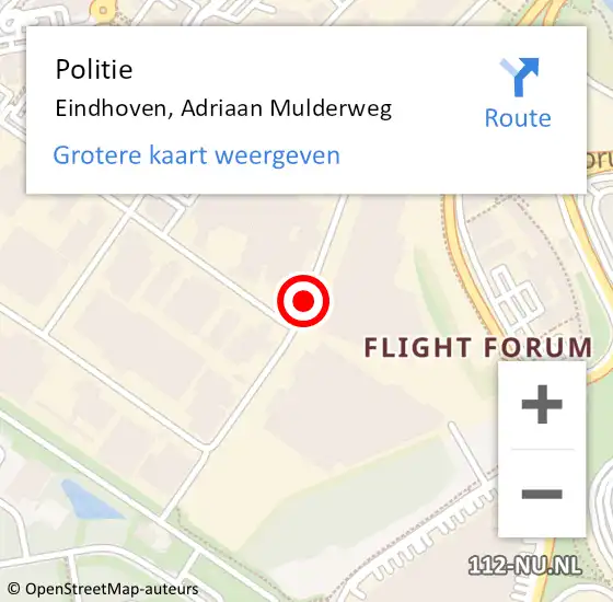 Locatie op kaart van de 112 melding: Politie Eindhoven, Adriaan Mulderweg op 21 september 2019 11:37