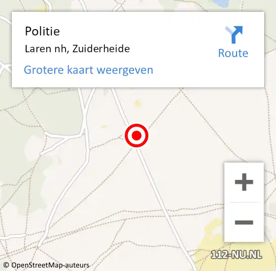 Locatie op kaart van de 112 melding: Politie Laren nh, Zuiderheide op 21 september 2019 11:42