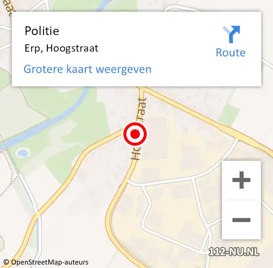 Locatie op kaart van de 112 melding: Politie Erp, Hoogstraat op 21 september 2019 12:27