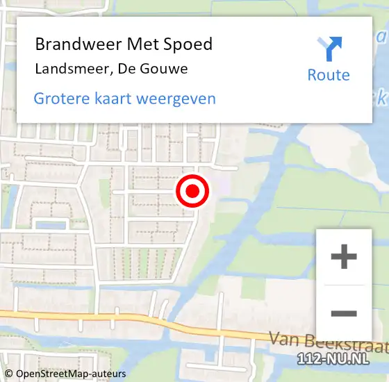 Locatie op kaart van de 112 melding: Brandweer Met Spoed Naar Landsmeer, De Gouwe op 21 september 2019 12:29