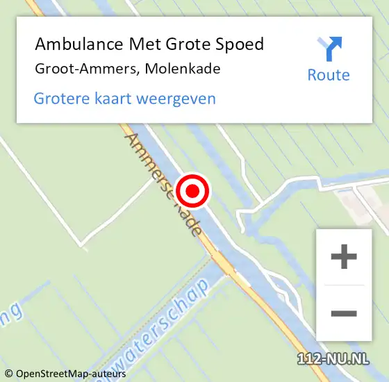 Locatie op kaart van de 112 melding: Ambulance Met Grote Spoed Naar Groot-Ammers, Molenkade op 21 september 2019 13:51