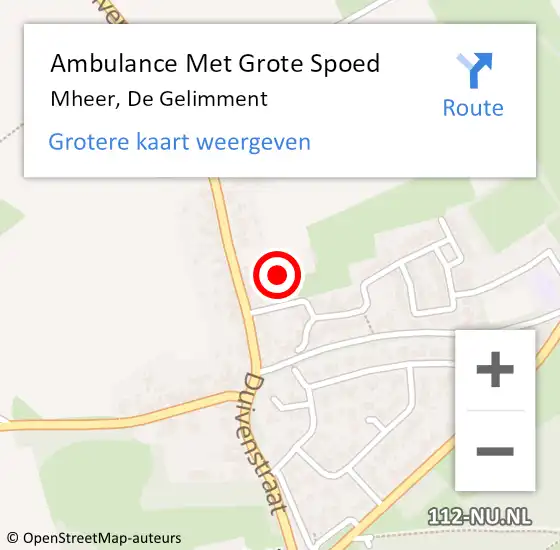 Locatie op kaart van de 112 melding: Ambulance Met Grote Spoed Naar Mheer, De Gelimment op 28 september 2013 18:10