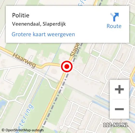 Locatie op kaart van de 112 melding: Politie Veenendaal, Slaperdijk op 21 september 2019 14:15