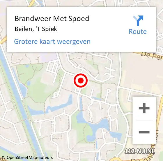 Locatie op kaart van de 112 melding: Brandweer Met Spoed Naar Beilen, 'T Spiek op 21 september 2019 14:30