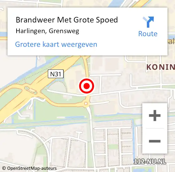 Locatie op kaart van de 112 melding: Brandweer Met Grote Spoed Naar Harlingen, Grensweg op 21 september 2019 14:33