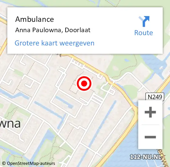 Locatie op kaart van de 112 melding: Ambulance Anna Paulowna, Doorlaat op 21 september 2019 14:47