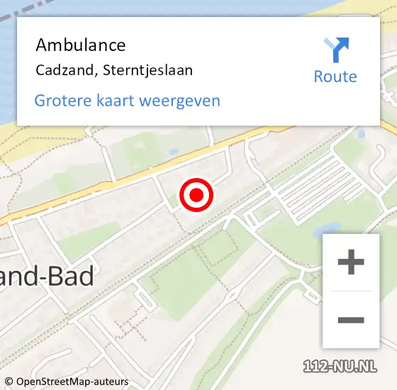 Locatie op kaart van de 112 melding: Ambulance Cadzand, Sterntjeslaan op 14 april 2014 13:56