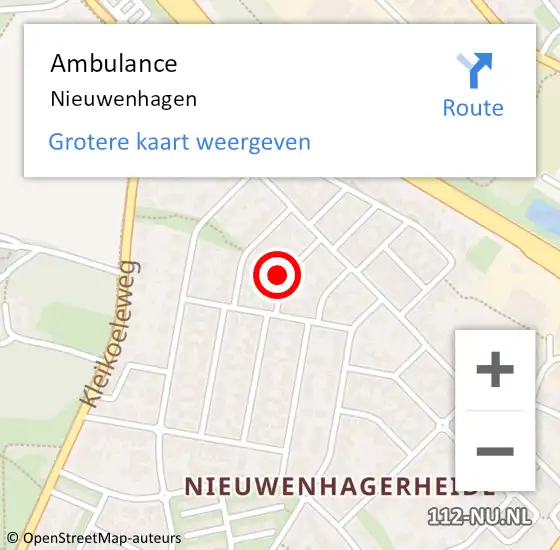 Locatie op kaart van de 112 melding: Ambulance Nieuwenhagen op 21 september 2019 15:09