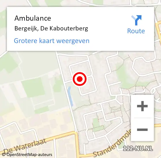 Locatie op kaart van de 112 melding: Ambulance Bergeijk, De Kabouterberg op 21 september 2019 15:31