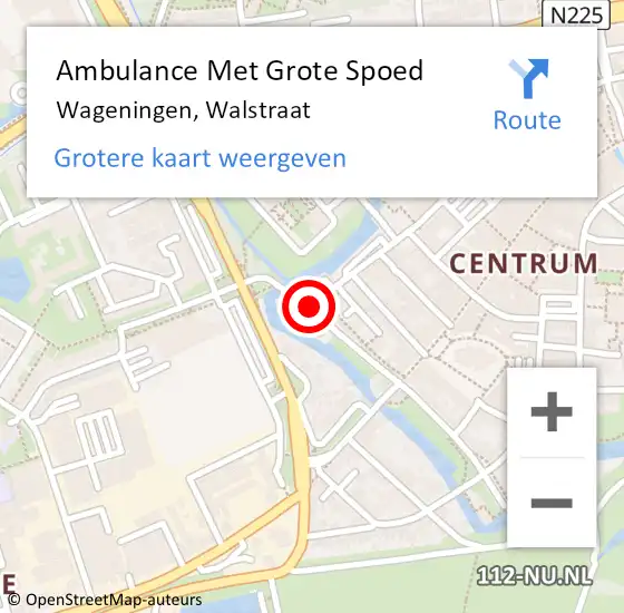 Locatie op kaart van de 112 melding: Ambulance Met Grote Spoed Naar Wageningen, Walstraat op 21 september 2019 15:36