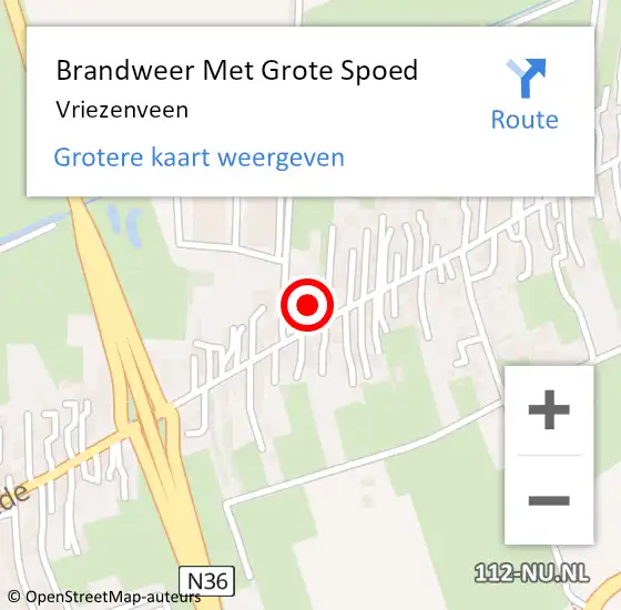 Locatie op kaart van de 112 melding: Brandweer Met Grote Spoed Naar Vriezenveen op 21 september 2019 15:48