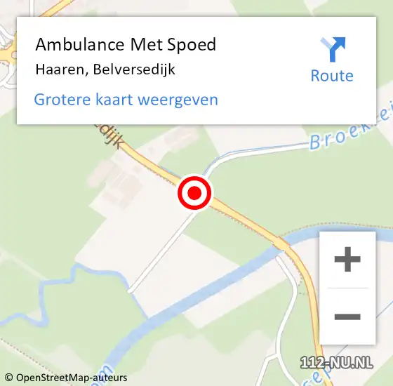 Locatie op kaart van de 112 melding: Ambulance Met Spoed Naar Haaren, Belversedijk op 21 september 2019 16:00