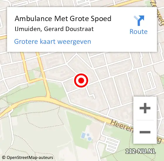 Locatie op kaart van de 112 melding: Ambulance Met Grote Spoed Naar IJmuiden, Gerard Doustraat op 21 september 2019 16:07