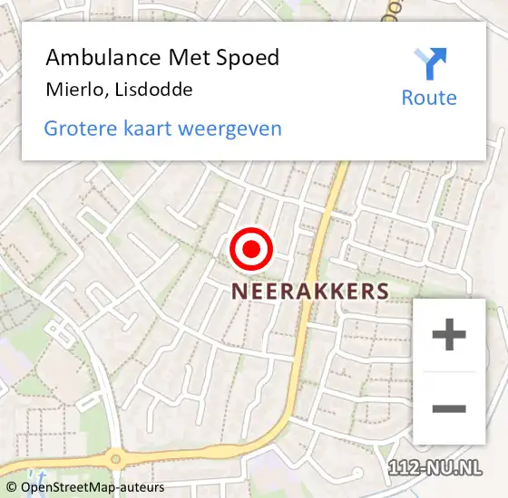 Locatie op kaart van de 112 melding: Ambulance Met Spoed Naar Mierlo, Lisdodde op 21 september 2019 16:30