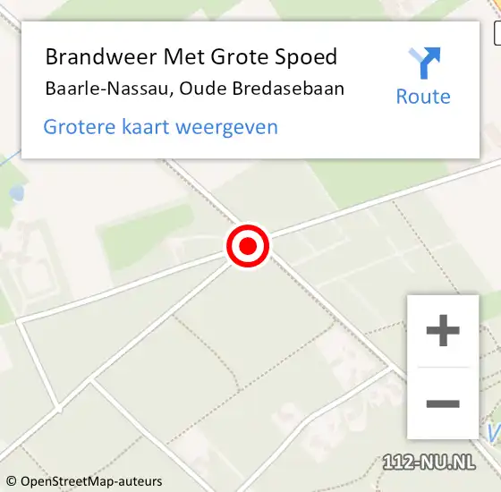 Locatie op kaart van de 112 melding: Brandweer Met Grote Spoed Naar Baarle-Nassau, Oude Bredasebaan op 21 september 2019 16:39