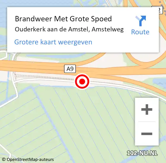 Locatie op kaart van de 112 melding: Brandweer Met Grote Spoed Naar Ouderkerk aan de Amstel, Amstelweg op 21 september 2019 17:42