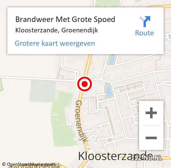 Locatie op kaart van de 112 melding: Brandweer Met Grote Spoed Naar Kloosterzande, Groenendijk op 14 april 2014 14:15