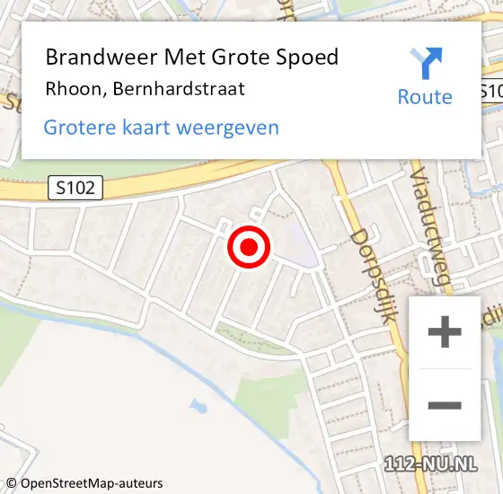 Locatie op kaart van de 112 melding: Brandweer Met Grote Spoed Naar Rhoon, Bernhardstraat op 21 september 2019 17:53