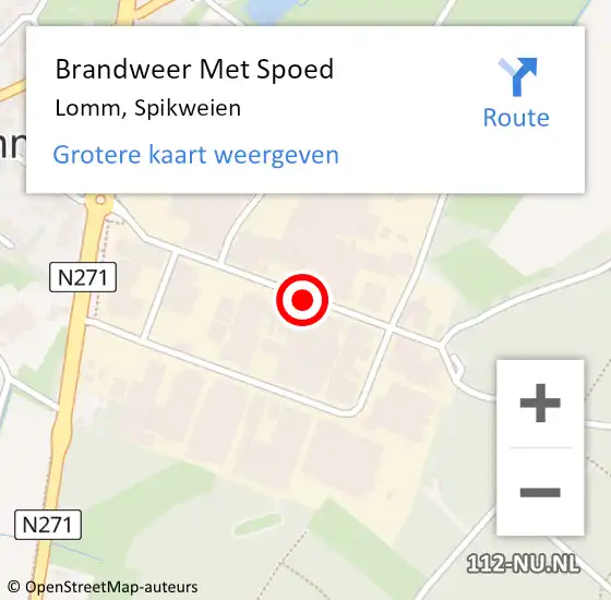 Locatie op kaart van de 112 melding: Brandweer Met Spoed Naar Lomm, Spikweien op 21 september 2019 17:58