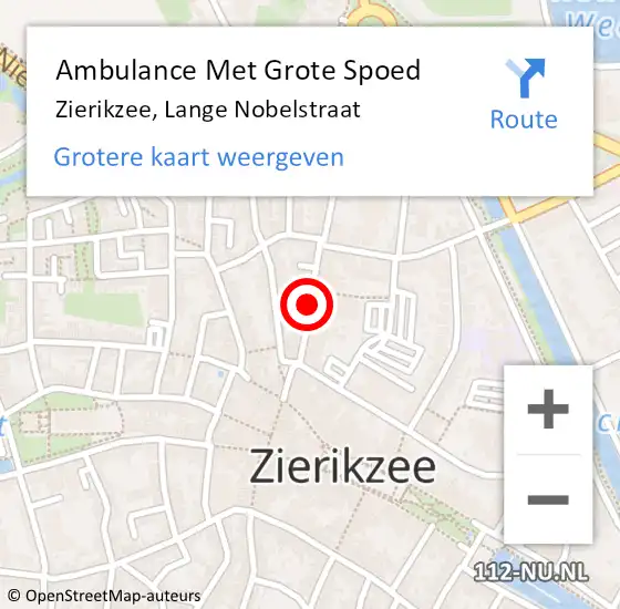 Locatie op kaart van de 112 melding: Ambulance Met Grote Spoed Naar Zierikzee, Lange Nobelstraat op 21 september 2019 18:15