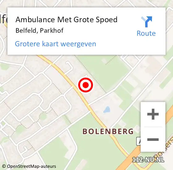 Locatie op kaart van de 112 melding: Ambulance Met Grote Spoed Naar Belfeld, Parkhof op 21 september 2019 19:35