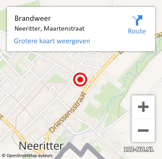 Locatie op kaart van de 112 melding: Brandweer Neeritter, Maartenstraat op 21 september 2019 21:16