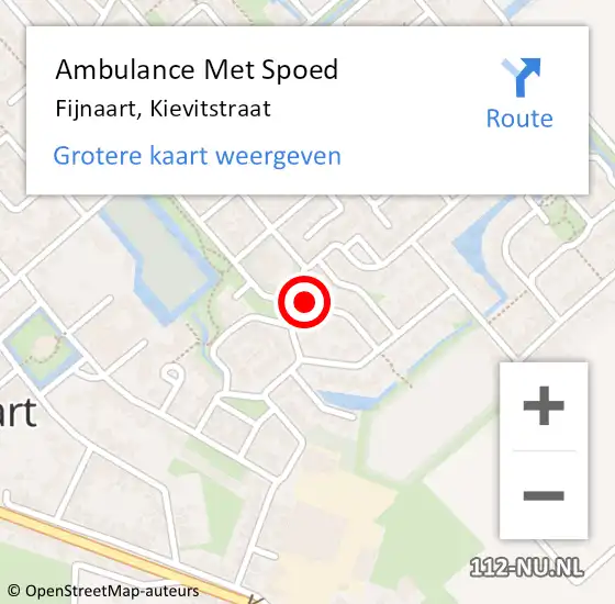 Locatie op kaart van de 112 melding: Ambulance Met Spoed Naar Fijnaart, Kievitstraat op 21 september 2019 21:35