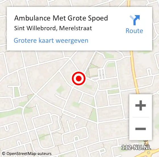 Locatie op kaart van de 112 melding: Ambulance Met Grote Spoed Naar Sint Willebrord, Merelstraat op 21 september 2019 21:37