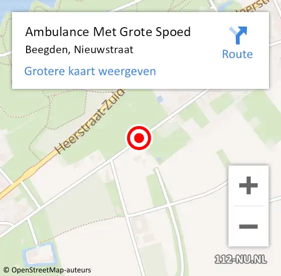 Locatie op kaart van de 112 melding: Ambulance Met Grote Spoed Naar Beegden, Nieuwstraat op 21 september 2019 23:16